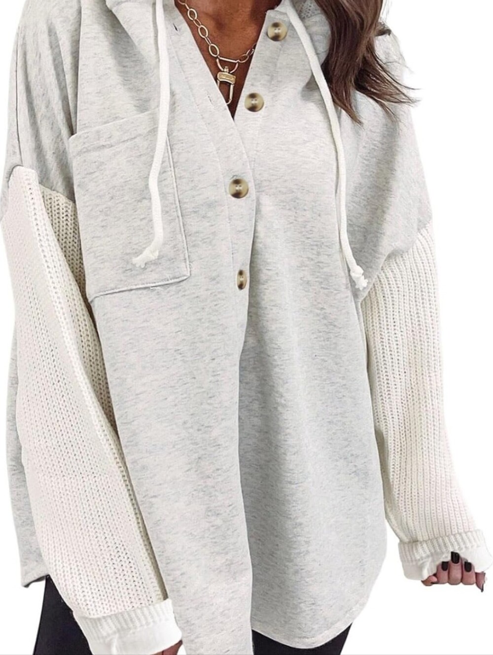 SHEWIN White Hoodie Sweater - Picture 3 of 5